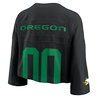 Women's Nike Black Oregon Ducks Cropped Mesh Dri-FIT Fashion Jersey