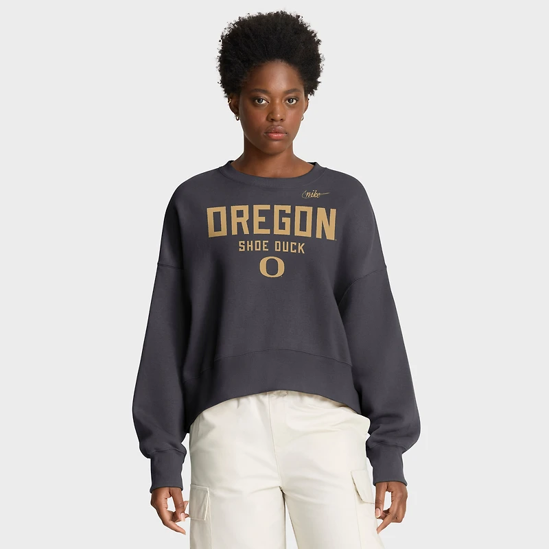 Women's Nike Charcoal Oregon Ducks Shoe Duck Sweatshirt