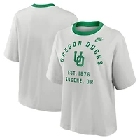 T-shirt Nike gris Oregon Ducks Legacy Arch Script Boxy pour femme