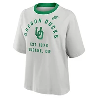 Women's Nike Gray Oregon Ducks Legacy Arch Script Boxy T-Shirt