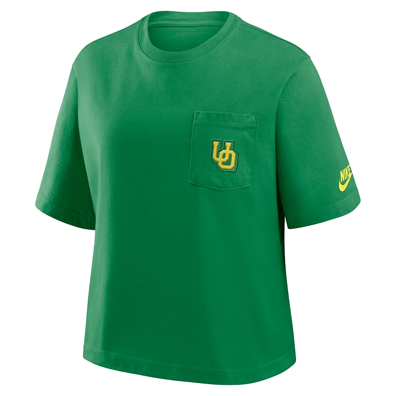 T-shirt Nike vert Oregon Ducks Legacy Pocket Boxy pour femme