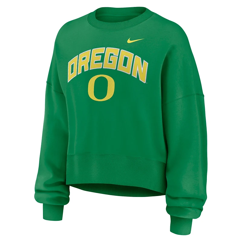 Women's Nike Green Oregon Ducks Oversized Phoenix Arch Pullover Sweatshirt