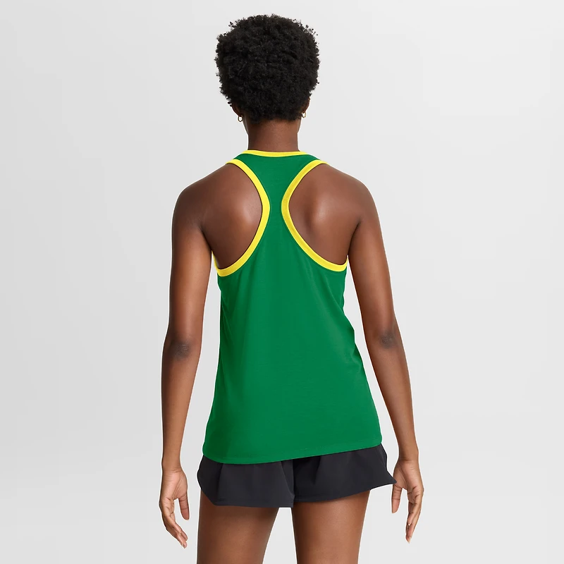 Women's Nike Green Oregon Ducks Uni Name Tri-Blend Dri-FIT Tank Top