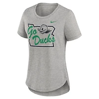 T-shirt Nike Heather Grey Oregon Ducks Local Campus Location Mantra Tri-Blend pour femme