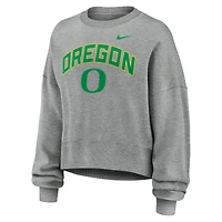 Women's Nike Heather Gray Oregon Ducks Oversized Phoenix Arch Pullover Sweatshirt