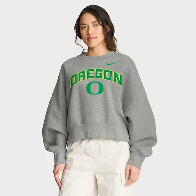Women's Nike Heather Gray Oregon Ducks Oversized Phoenix Arch Pullover Sweatshirt