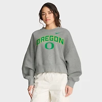 Women's Nike Heather Gray Oregon Ducks Oversized Phoenix Arch Pullover Sweatshirt