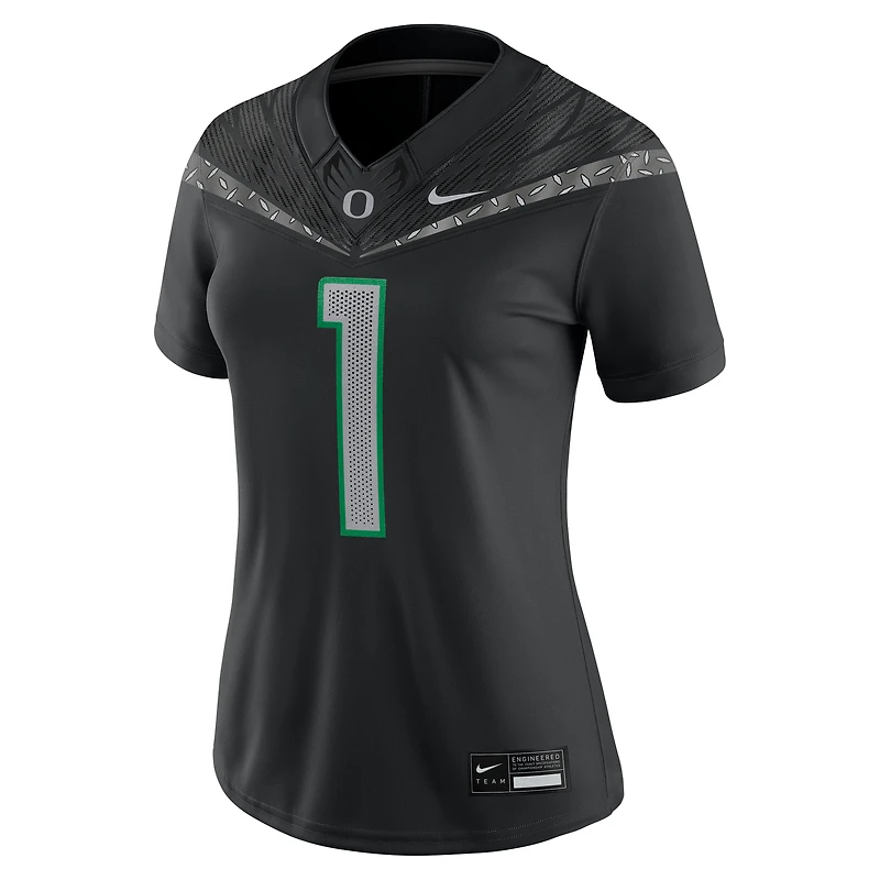 Maillot de match Nike #1 noir des Oregon Ducks pour femme