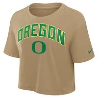 Women's Nike Tan Oregon Ducks Athletic Prep Arch Dri-FIT Cropped T-Shirt