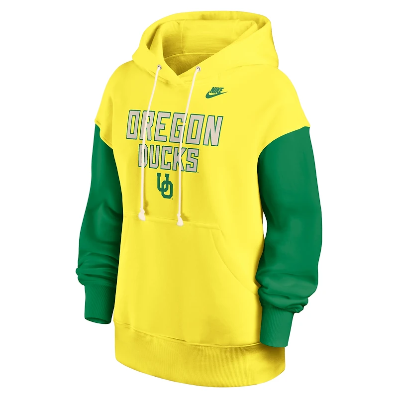 Women's Nike Yellow/Green Oregon Ducks Oversized Legacy Phoenix Pullover Hoodie