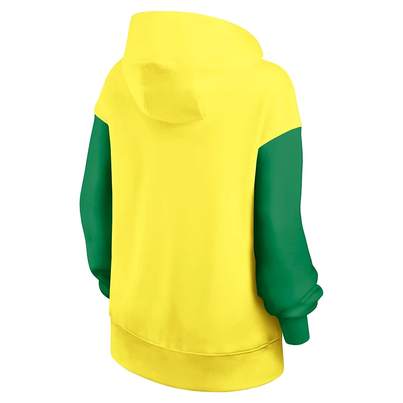 Sweat à capuche surdimensionné Nike jaune/vert Oregon Ducks Legacy Phoenix pour femme