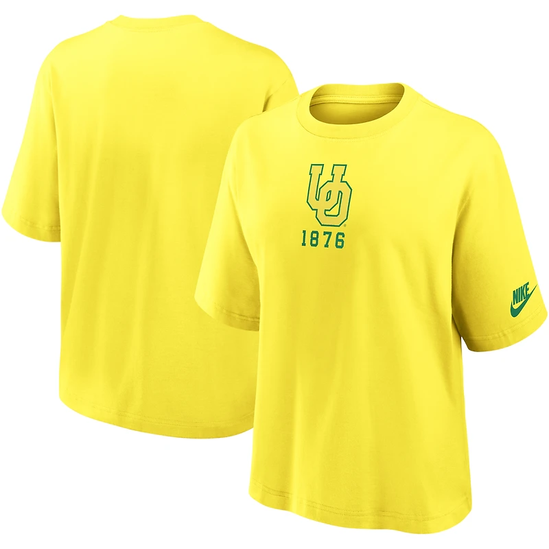 T-shirt Nike jaune Oregon Ducks Legacy Established Boxy pour femme