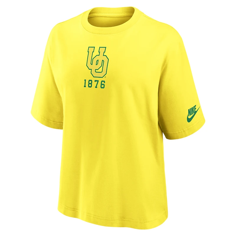 Women's Nike Yellow Oregon Ducks Legacy Established Boxy T-Shirt
