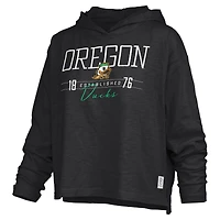 Women's Pressbox Oregon Ducks Castillo Slub Waist Length Long Sleeve Hooded T-Shirt