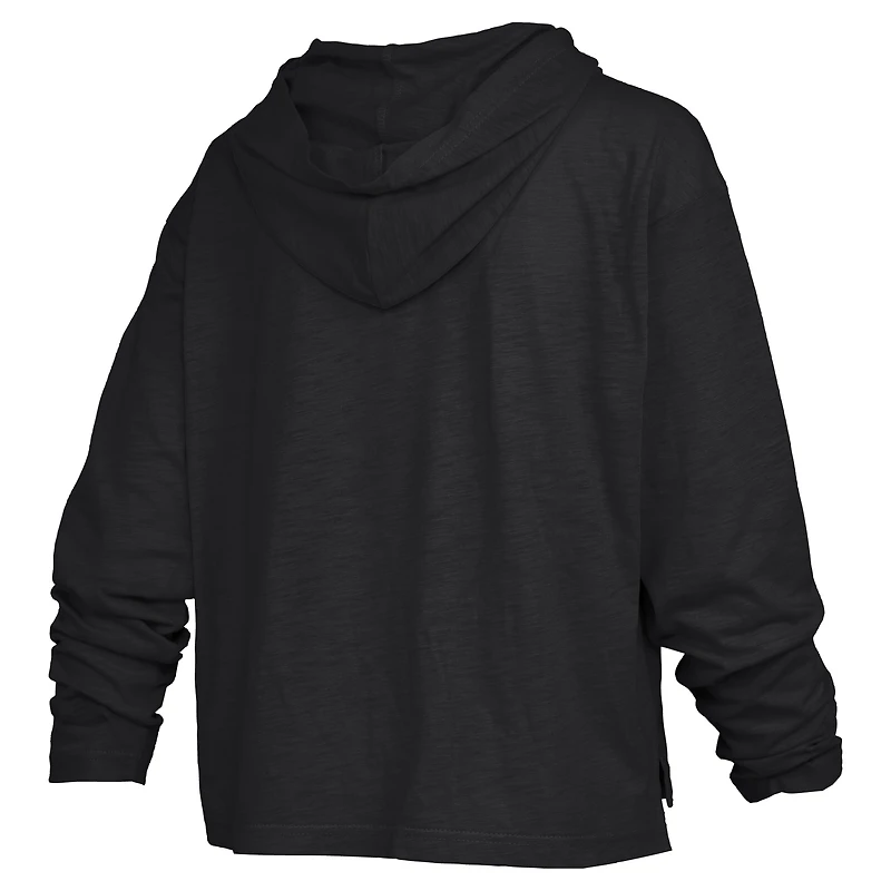 Women's Pressbox Oregon Ducks Castillo Slub Waist Length Long Sleeve Hooded T-Shirt