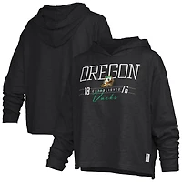 Women's Pressbox Oregon Ducks Castillo Slub Waist Length Long Sleeve Hooded T-Shirt