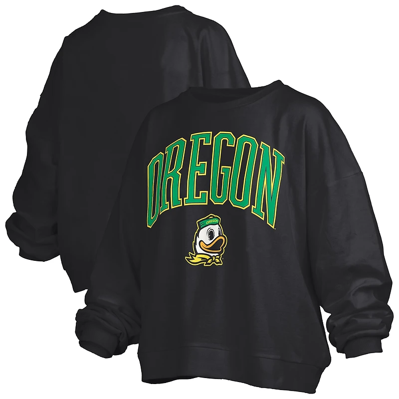 Women's Pressbox  Black Oregon Ducks Janise Fleece Sweatshirt
