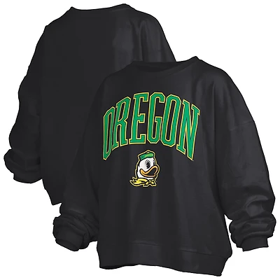 Women's Pressbox  Black Oregon Ducks Janise Fleece Sweatshirt