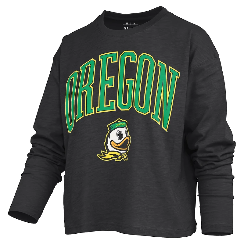 T-shirt à manches longues Pressbox Black Oregon Ducks Motley Box pour femme