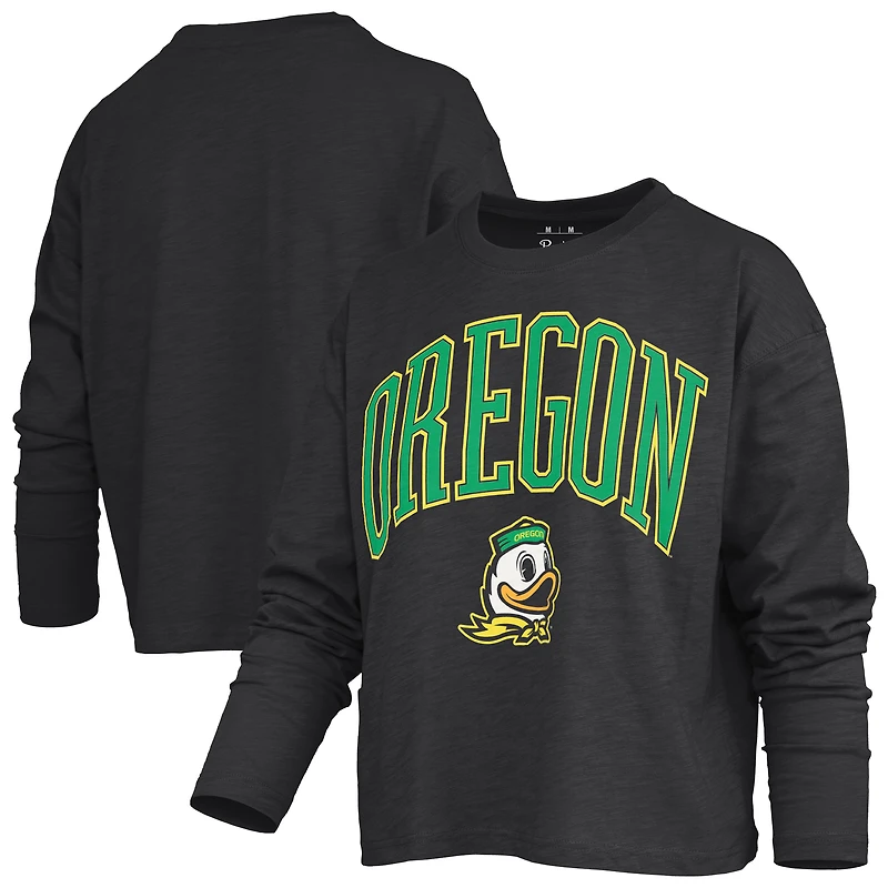 T-shirt à manches longues Pressbox Black Oregon Ducks Motley Box pour femme