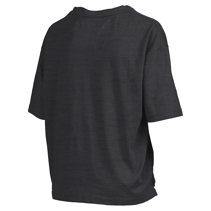 T-shirt surdimensionné flammé blanc Pressbox pour femme avec logo Nelson Arch Over, longueur à la taille, des Oregon Ducks