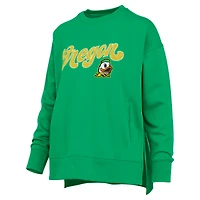 Women's Pressbox Green Oregon Ducks Bonanza Chenille Harper Script Sweatshirt