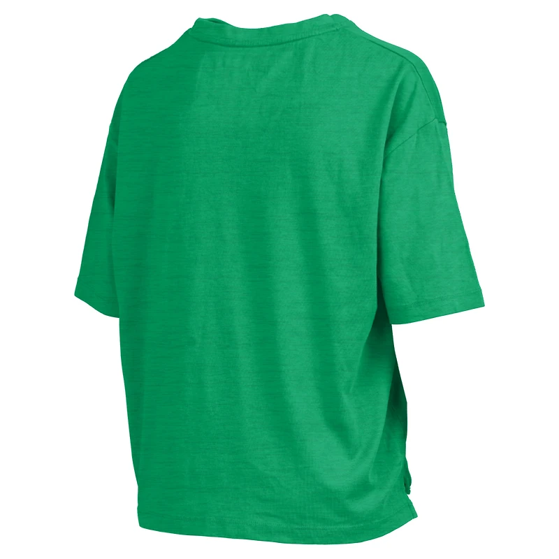Women's Pressbox Green Oregon Ducks Nelson Arch Over Logo Waist Length Oversized Slub T-Shirt