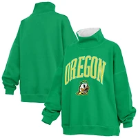 Women's Pressbox  Green Oregon Ducks Oversized Mock Neck Sweatshirt