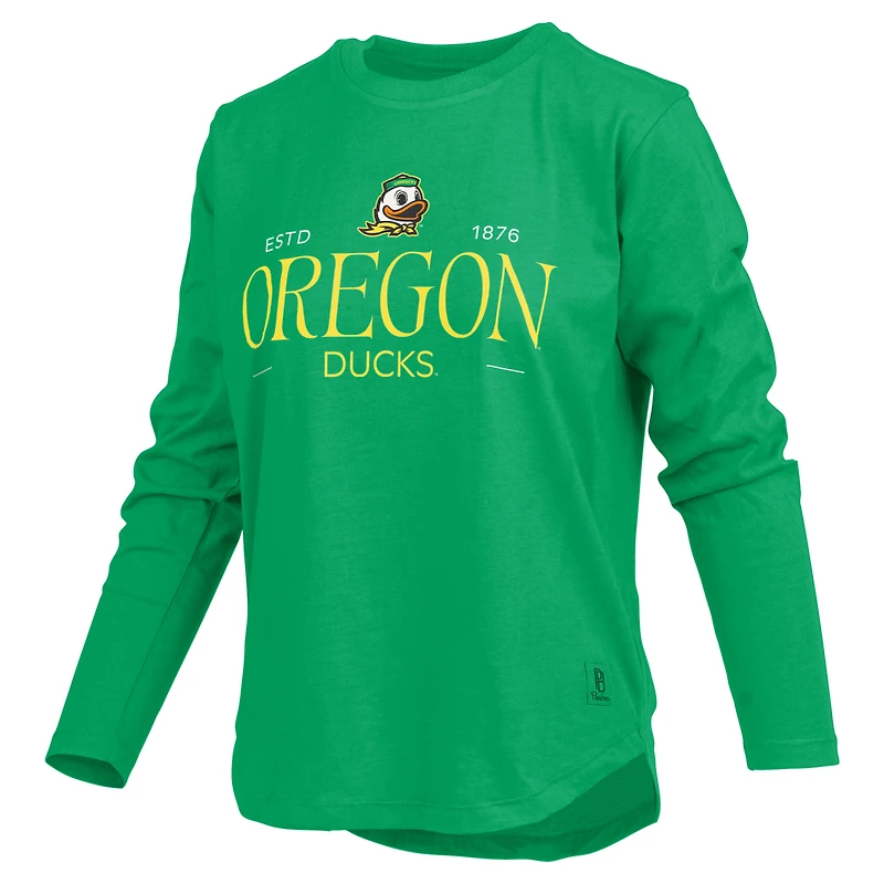 T-shirt à manches longues vert Pressbox pour femme, Oregon Ducks Silveron