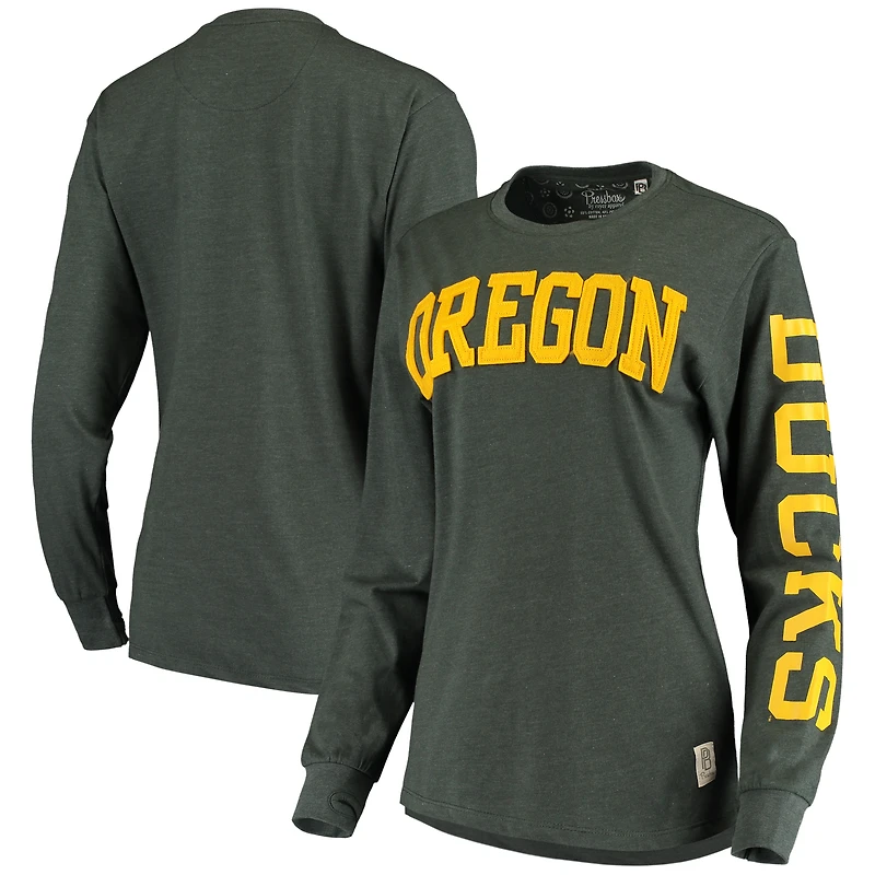 T-shirt à manches longues Pressbox Green Oregon Ducks Two-Hit Canyon pour femme