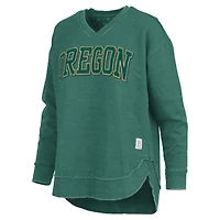 Women's Pressbox Green Oregon Ducks Westin Poncho V-Neck Pullover Sweatshirt