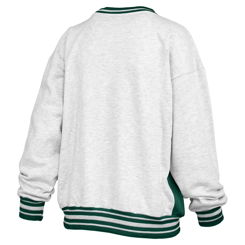 Sweat-shirt ras du cou gris chiné/vert pour femme des Ducks de l'Oregon, Endzone