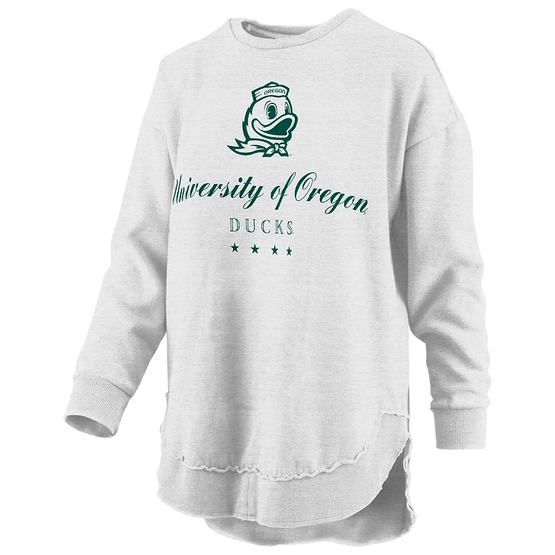 Women's Pressbox Heather Gray Oregon Ducks Field Day Melange Poncho Pullover Sweatshirt
