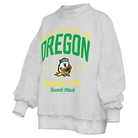 Women's Pressbox  Heather Gray Oregon Ducks Reversible Sweatshirt