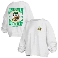 Women's Pressbox Oatmeal Oregon Ducks Waist Length Oversized Janise Melange Sweatshirt