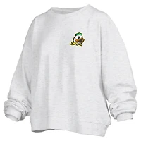 Women's Pressbox Oatmeal Oregon Ducks Waist Length Oversized Janise Melange Sweatshirt