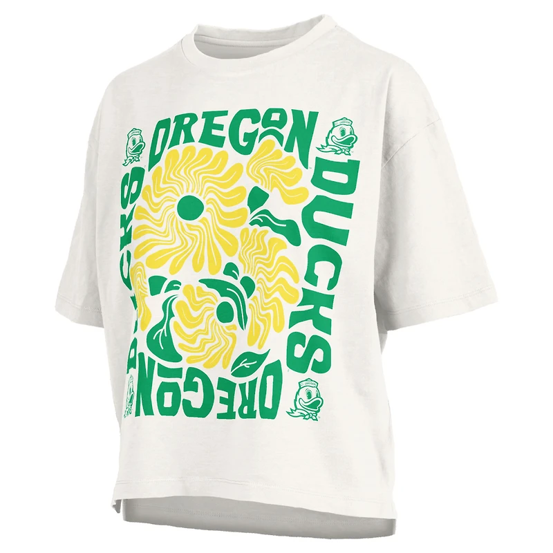 T-shirt oversize en jersey flammé blanc Oregon Ducks Elena pour femme, Pressbox
