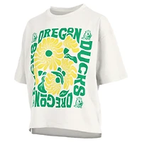 T-shirt oversize en jersey flammé blanc Oregon Ducks Elena pour femme, Pressbox