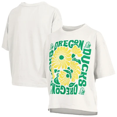 T-shirt oversize en jersey flammé blanc Oregon Ducks Elena pour femme, Pressbox