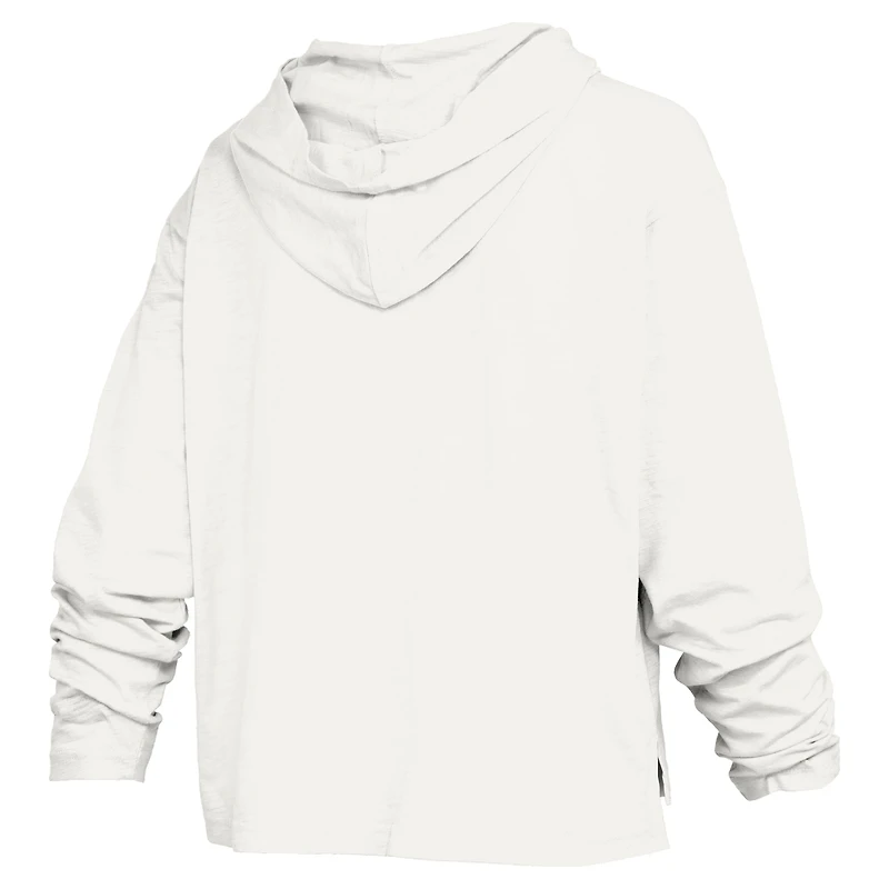 Women's Pressbox White Oregon Ducks Faye Long Sleeve Hooded Slub T-Shirt
