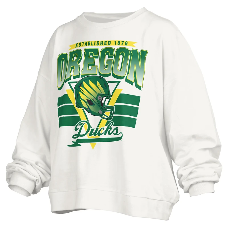 Sweat-shirt surdimensionné à logo rétro Janice des Oregon Ducks pour femme Pressbox White