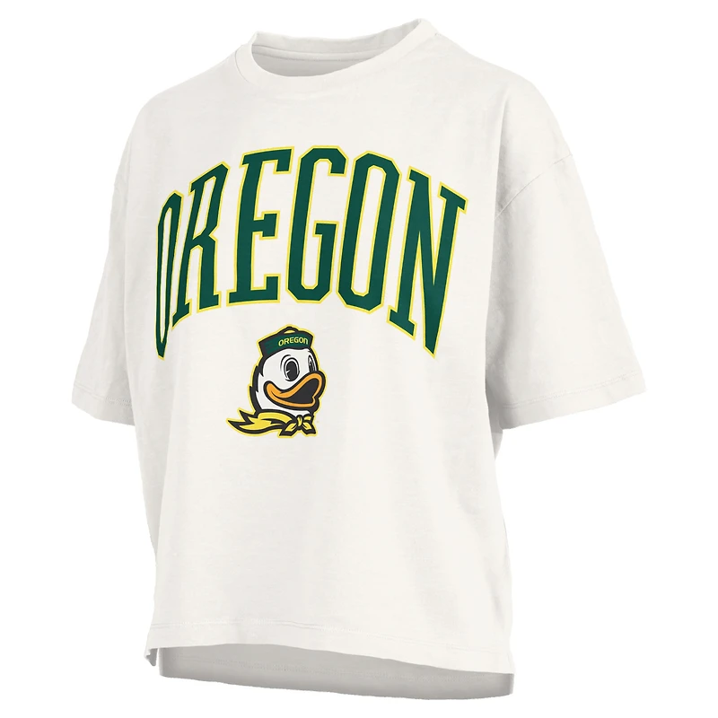 Women's Pressbox Oregon Ducks Nelson Arch Over Logo Waist Length Oversized Slub T-Shirt