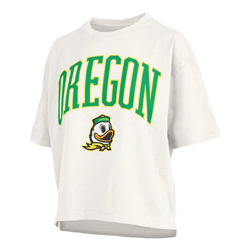 Women's Pressbox White Oregon Ducks Plus Nelson Motley Crew Oversized Slub T-Shirt