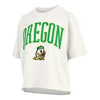 Women's Pressbox White Oregon Ducks Plus Nelson Motley Crew Oversized Slub T-Shirt