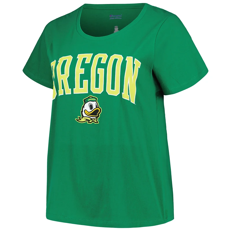 T-shirt à col rond avec logo en arc sur la poitrine pour femme, vert, grande taille, Oregon Ducks