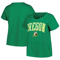 T-shirt à col rond avec logo en arc sur la poitrine pour femme, vert, grande taille, Oregon Ducks