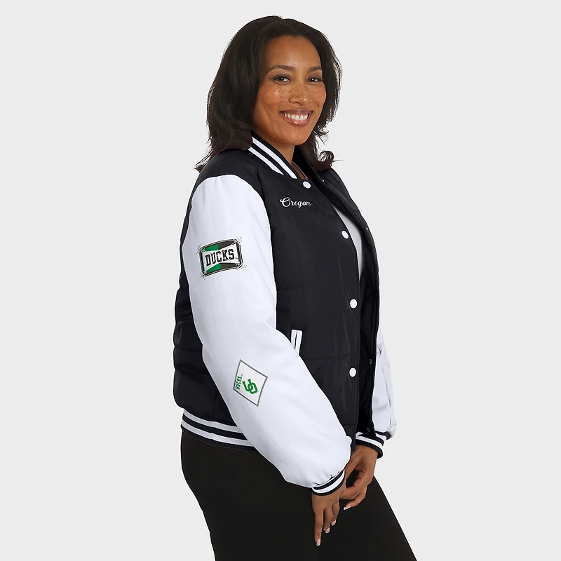 Women's WEAR by Erin Andrews  Black Oregon Ducks Varsity Puffer Jacket