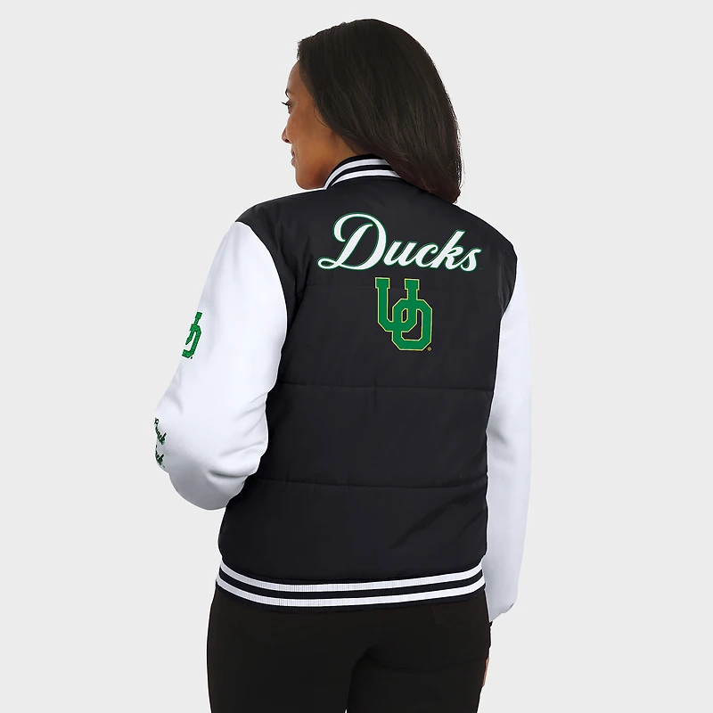 Women's WEAR by Erin Andrews  Black Oregon Ducks Varsity Puffer Jacket