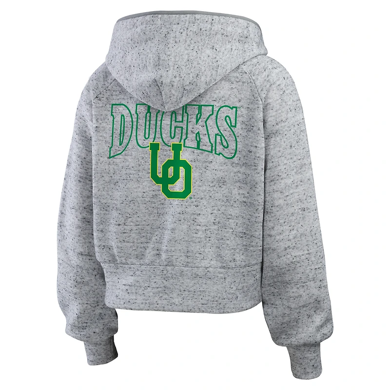 Sweat à capuche zippé double frappe Speckle pour femme WEAR by Erin Andrews Heather Gray des Oregon Ducks