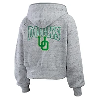 Sweat à capuche zippé double frappe Speckle pour femme WEAR by Erin Andrews Heather Gray des Oregon Ducks